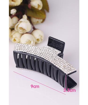 Women's Elegant Black Rhinestone Crystal Acrylic Jaw Clip Hairpin - Hair Accessories - Buy Online on GoSupps.com