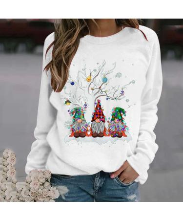Women's Christmas Snowman and Penguin Print Sweatshirt - Comfy O-Neck Pullover for Winter - White XXL - Buy Online on GoSupps.com