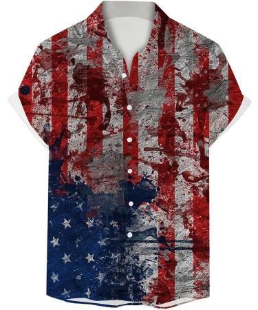 Men's Patriotic American Flag 4th of July Button Down Shirt - Black, Medium - Buy Online on GoSupps.com