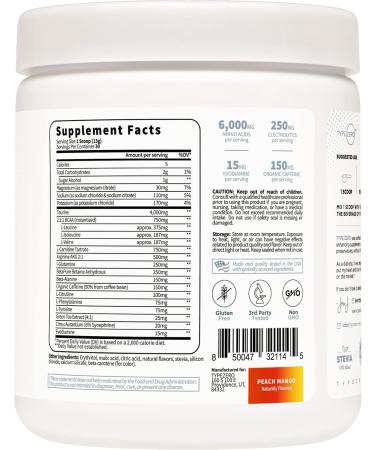 Type Zero AminoBurn - Sugar Free Peach Mango BCAA Pre Workout & Post Workout Supplement | 30 Servings | Keto Friendly Amino Acids - Buy Online on GoSupps.com