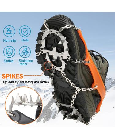 18-Spike Ice Cleats for Hiking Boots | Anti-Slip Traction Grips for Snow & Ice | Safe Winter Walking & Climbing Gear for Men, Women & Kids - Black - Buy Online on GoSupps.com