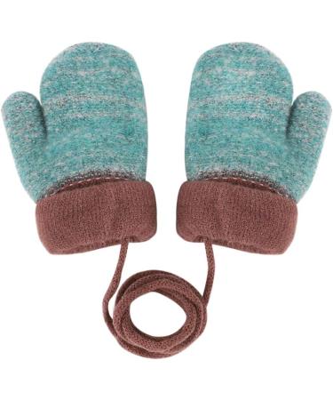 Infant Toddlers Cute Cartoon Winter Gloves | Dual Layer Plush Knitted Mittens for Baby Girls Boys 0-3 Years | Light Green - Buy Online on GoSupps.com