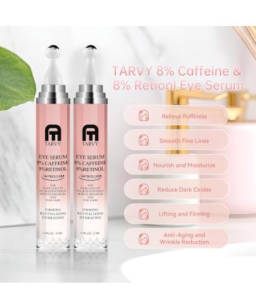 Eye Serum For Dark Circles, 8% Caffeine 8% Retinol Eye Cream Anti Aging With 360 Massage Ball For Puffiness, Under Bags And Fine Lines(2 PCS) - Buy Online on GoSupps.com
