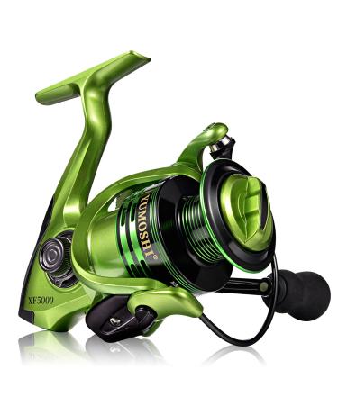 Spinning Fishing Reel Ultra Smooth Powerful Light Weight Carbon Fiber with 5.5:1 Gear Ratio Metal Body Collapsible Handle13+1BB for Freshwater Saltwater Fishing Green XF3000