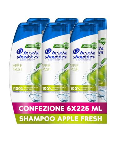 Head & Shoulders Head & Shoulders Apple Fresh Anti-Dandruff Shampoo Skin Cleansing 225ml Convenient 6-Pack for Oily Hair Dandruff Protection