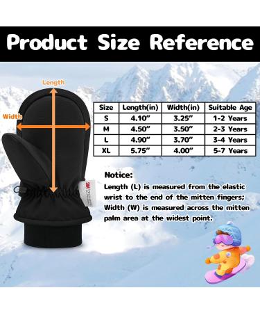 Olreco Toddler Snow Gloves - Waterproof Winter Mittens for Kids 3-4 Years - Black - Buy Online on GoSupps.com