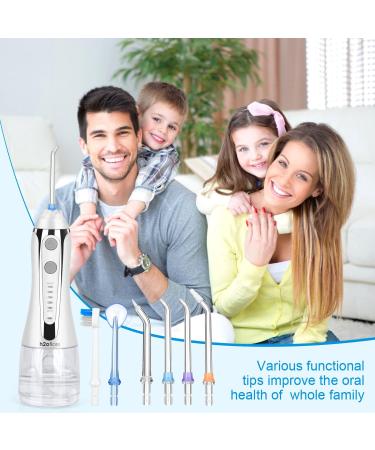 H2ofloss Cordless Water Flosser - 5 Modes Oral Irrigator for Home/Travel, IPX7 Waterproof, USB Rechargeable - White - Buy Online on GoSupps.com