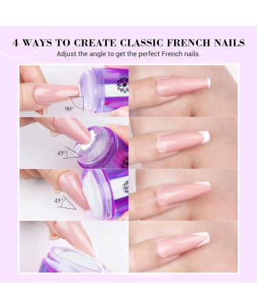 Saviland French Nail Stamper - 14PCS Silicone French Tip Stamp Kit - Purple Nail Stamper Set for French Manicure - Nail Tech Supplies Gift for Women - Buy Online on GoSupps.com
