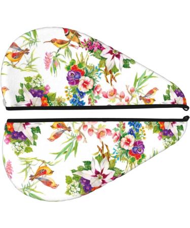 Birds & Flowers Microfiber Hair Towel - Soft Super Absorbent Coral Velvet Wrap for Long Curly Thick Hair | Quick Dry Hair Cap for Women - Buy Online on GoSupps.com