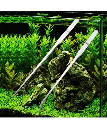 Aquarium Tweezers Set - Long 10.6 inches - Stainless Steel Straight and Curved - 2 Piece Aquascape Tools - Buy Online on GoSupps.com