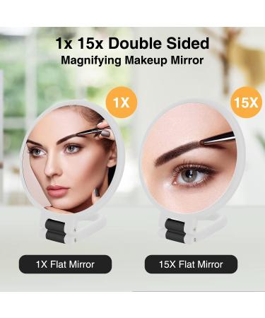 AUIAU 15x Magnifying Handheld Mirror with Handle | Double Sided Portable Travel Makeup Mirror - White - Buy Online on GoSupps.com