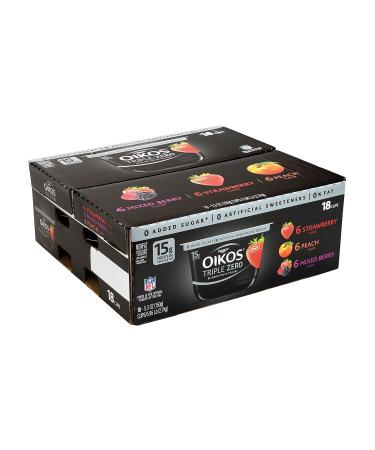 Dannon Oikos Triple Zero Blended Greek Nonfat Yogurt Variety Pack (5.3 oz, 18 ct.)