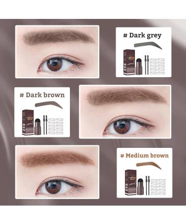 Eyebrow Stamp Eyebrow Stamp Stencil Kit Long Lasting Eye Brow Powder Eyebrow Stencils Brow Stencil Kit for Beginners 30 g (Pack of 1) C-Dark Grey & Medium Brown - Buy Online on GoSupps.com