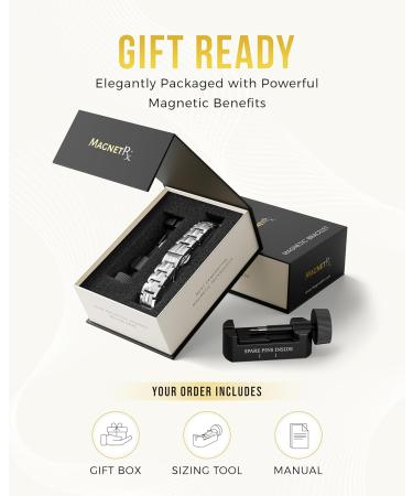 MagnetRX Magnetic Bracelets for Men - 5X Strength - EllipseMAX (5,000 Gauss) - Silver - Buy Online on GoSupps.com