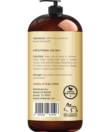 Premium 100% Pure Sweet Almond Oil - 828 ml - Therapeutic Grade for Skin and Hair - Aromatherapy Carrier Oil - Buy Online on GoSupps.com