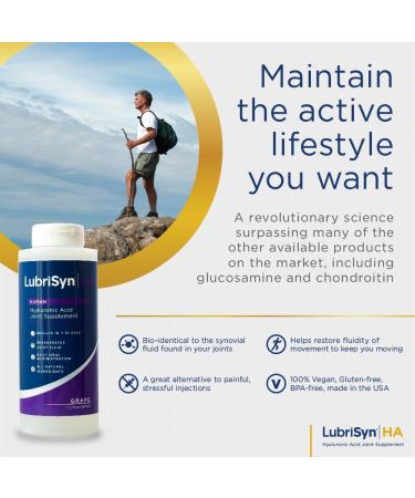 LubriSynHA Grape 3 x 11.5oz - All-Natural Hyaluronic Acid Joint Supplement for Women & Men - Made in USA - Vegan Friendly - Buy Online on GoSupps.com