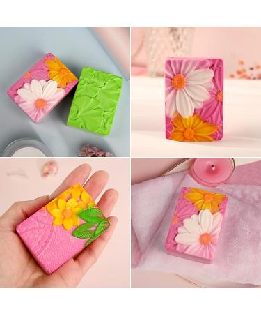 HUAKENER Silicone Soap Molds 2 Pack 4-Cavity Rectangle Soap Mold Flower Soap Making Molds Flowers and Leaves - Buy Online on GoSupps.com