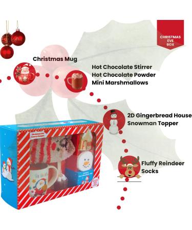 Christmas Eve box for Kids Adults - Luxury Hot Chocolate Hamper -Red and White Candy Canes Santa Mug Gingerbread Man Instant Hot Chocolate Powder Warm Socks Toppers Stirrer - Xmas Gifts Boy Girl - Buy Online on GoSupps.com