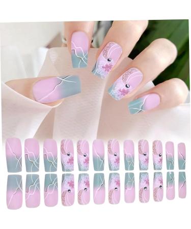 1 Set Acrylic Press on Nails Square Fake Nails with Glue Press on Nails Gradient Flower Fake Nails with Designs Full Cover Medium Coffin Press on Nails - Buy Online on GoSupps.com