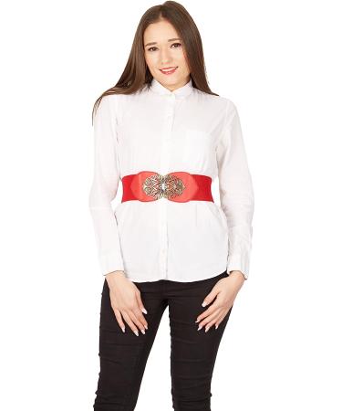 BlackButterfly Red Vintage Buckle Waist Belt 14-16 - 3 Inch Wide Waspie Elastic - Buy Online on GoSupps.com