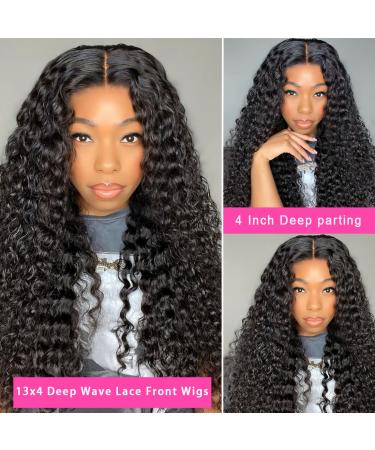 VRBest 24 Inch Deep Wave HD Transparent Lace Front Wig 180% Density | Pre Plucked Wet & Wavy Human Hair Wigs for Black Women - Buy Online on GoSupps.com