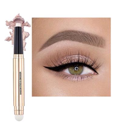 2 in 1 eyeshadow stick and Sponge Makeup Brush Smooth Cream Shimmer Shadow Pencil Long Lasting Waterproof Eye Shadow Highlighter Hypoallergenic Highlighter Multi-Dimensional eyes Look
