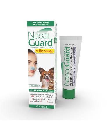 NasalGuard for Pet Lovers Allergy Relief Pet Hair & Dander Blocker Nasal Gel - Drug-Free Safe for The Whole Family Non-irritating Moisturizing Made in USA (Cool Menthol 10 Gram) Cool Menthol 10 Gram