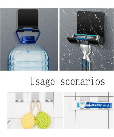 4-Pack Black Stainless Steel Razor Bracket - Self-Adhesive Shower Holder & Multi-Purpose Hook for Bathroom Kitchen & More - Buy Online on GoSupps.com
