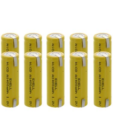 10x Exell A Size 1.2V 1400mAh NiCD Rechargeable Batteries with Tabs for meters radios hybrid automobiles high power static applications (Telecoms UPS and Smart grid) radio controlled devices
