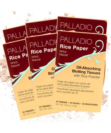 Palladio Rice Paper Facial Tissues for Oily Skin Face Blotting Sheets Made from Natural Rice - Oil Absorbing Paper with Rice Powder - Pack of 6 