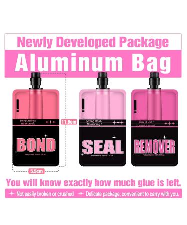 Lash Bond and Seal and Remover Kit Easy to Use 3 in 1 Strong Hold Long Lasting Waterproof Eyelash Glue and Removal Pack for Cluster Lashes Individual Eyelash Extension (5ml*3) Lash Bond Seal and Remover - Buy Online on GoSupps.com