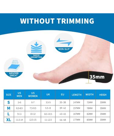 Orthopedic Insoles for Plantar Fasciitis & Flat Feet | QBK 3/4 High Arch Support for Men & Women | Pain Relief for Heel Spur & Achilles Tendon - Buy Online on GoSupps.com