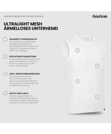 GripGrab Ultralight Cool Mesh Summer Bicycle Undershirt - Sleeveless Anti-Odor Cycling Shirt XL White 1-Pack & 3-Pack Options Available | International Shipping - Buy Online on GoSupps.com