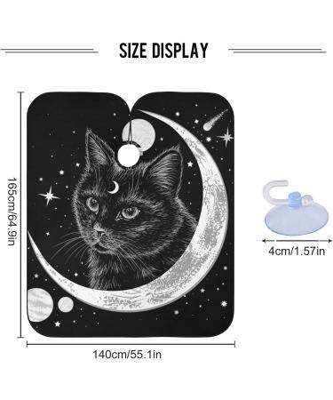 Waterproof Barber Cape - Black Cat & Moon Cheetah Haircut Bib for Men & Women | Unisex Hair Cutting Cape - Buy Online on GoSupps.com