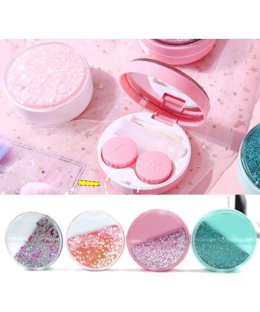Cute Fashion Contact Lens Case - Portable Glitter Luxury Bling Stars Eye Care Set (Gray) - Travel-Friendly Quicksand Design - Buy Online on GoSupps.com