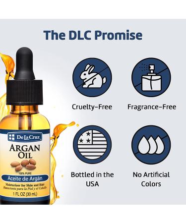 De La Cruz 100% Pure Argan Oil - 2 fl oz (59 ml) | Natural Skin & Hair Care - Buy Online on GoSupps.com