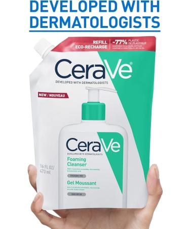 CeraVe - Gel Moussant - Nettoie et Elimine l'Exc s de S bum Sans Alt rer la Barri re Cutan e - Acide Hyaluronique C ramides et Niacinamide - Peau Normales Grasses Eco-Recharge Gel Moussant 473ml - Buy Online on GoSupps.com