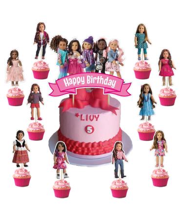 37Pcs American Doll Party Cake&Cupcake Toppers for Birthday Party Supplies Boys' Theme Birthday Party Decoration