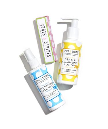 Spots & Stripes - Teen Skincare Essentials for Girls Effective and Natural Essentials for Teen and Young Skin with Virgin Coconut Niaouli and Aloe Vera Super Gentle Combats Blemishes Cleanser + Superbalm + Face mist