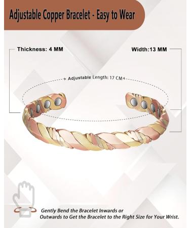 Trendy Copper Magnetic Bracelet for Men & Women | Adjustable Twisted Bangles - Perfect Gift for Parents - Buy Online on GoSupps.com
