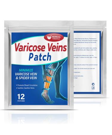 Varicose Veins Treatment for Legs, Varicose Veins Patch for Spider Veins, Vasculitis, Leg Pain relief Treatment Patch, Improve Blood Circulation and Vascular Health 12Pcs