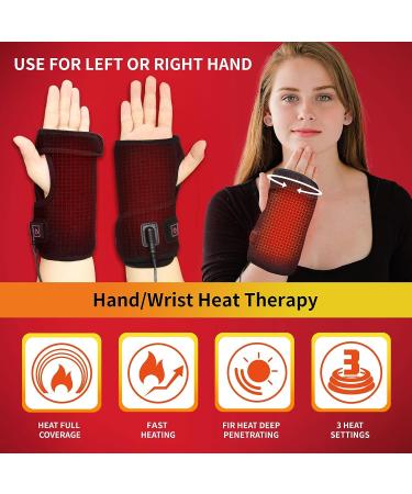 ELEKHEAL Hand & Wrist Heating Pad Wraps - Auto Shut Off Therapy for Carpal Tunnel, Arthritis, Tendonitis, Joint Pain - Medium Size - Buy Online on GoSupps.com