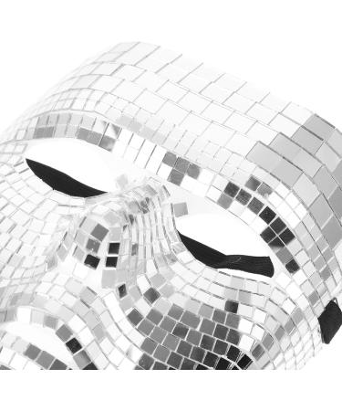 Homsfou Halloween Disco Ball Glitter Mask | Festival Masquerade Face Cover for Parties & DJ Events | Silver Halloween Decoration - Buy Online on GoSupps.com