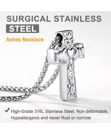 U7 Ladies Cremation Urn Necklace - Celtic Knot & Dog Feet Design - Stainless Steel Pendant for Ashes - Fire Burial Jewelry for Men - 05 Silver - Buy Online on GoSupps.com