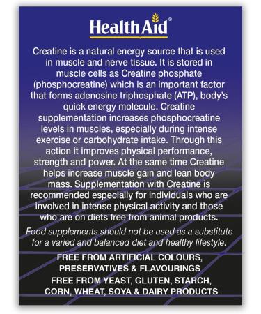 Buy Health Aid Creatine Monohydrate 1000mg - 60 Tablets | Enhance Muscle Performance & Recovery - International Shipping Available - Buy Online on GoSupps.com