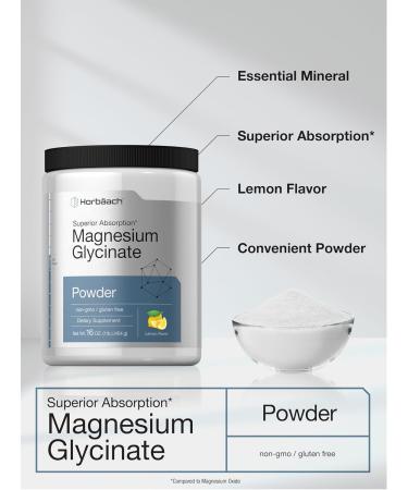 Horb ach Magnesium Glycinate Powder | 1 lb | Lemon Flavored | Superior Absorption | Non-GMO & Gluten Free - Buy Online on GoSupps.com