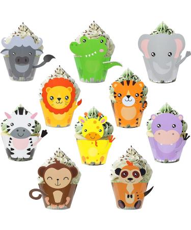 50 Pcs Jungle Safari Animal Cupcake Wrapper Set Safari Party Supplies Wild One Party Favor Jungle Baby Shower Birthday Decorations Zoo Animals Party Decor (Safari Cupcake Topper) - Buy Online on GoSupps.com