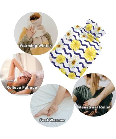 Naanle 2L White & Yellow Daisy Heat Bottle - Transparent Hot Water Bottle for Bed Hand & Feet Warmer Pain Relief & Cold Therapy - Buy Online on GoSupps.com
