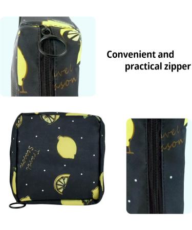 Portable Sanitary Napkin & Menstrual Cup Storage Bag - Black Lemon | Ideal Period Pouch for Women & Teen Girls - Buy Online on GoSupps.com