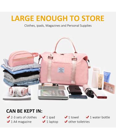 LOVEVOOK Weekender Bag for Women Cute Travel Tote Bag Gym Duffel Bag with Toiletry Bag Carry On Bag Overnight Bag with Wet Pocket Hospital Bag for Labor and Delivery Pink - Buy Online on GoSupps.com